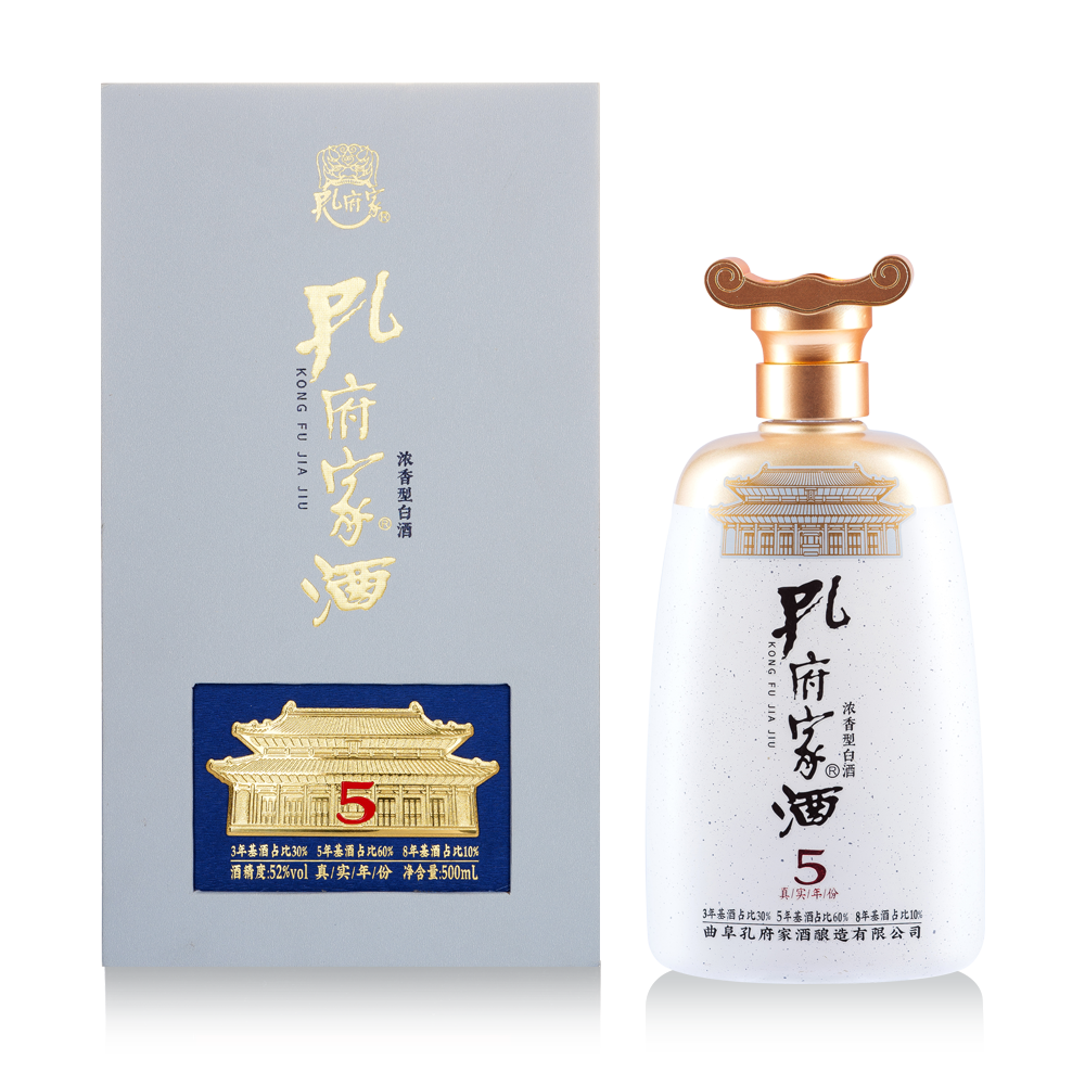 孔府家酒 年份5 浓香型白酒 500ml 山东特产 真年份 高度白酒 52度 500mL 礼盒